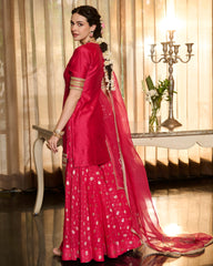 Nandika Pink Solid Chanderi Sharara Set