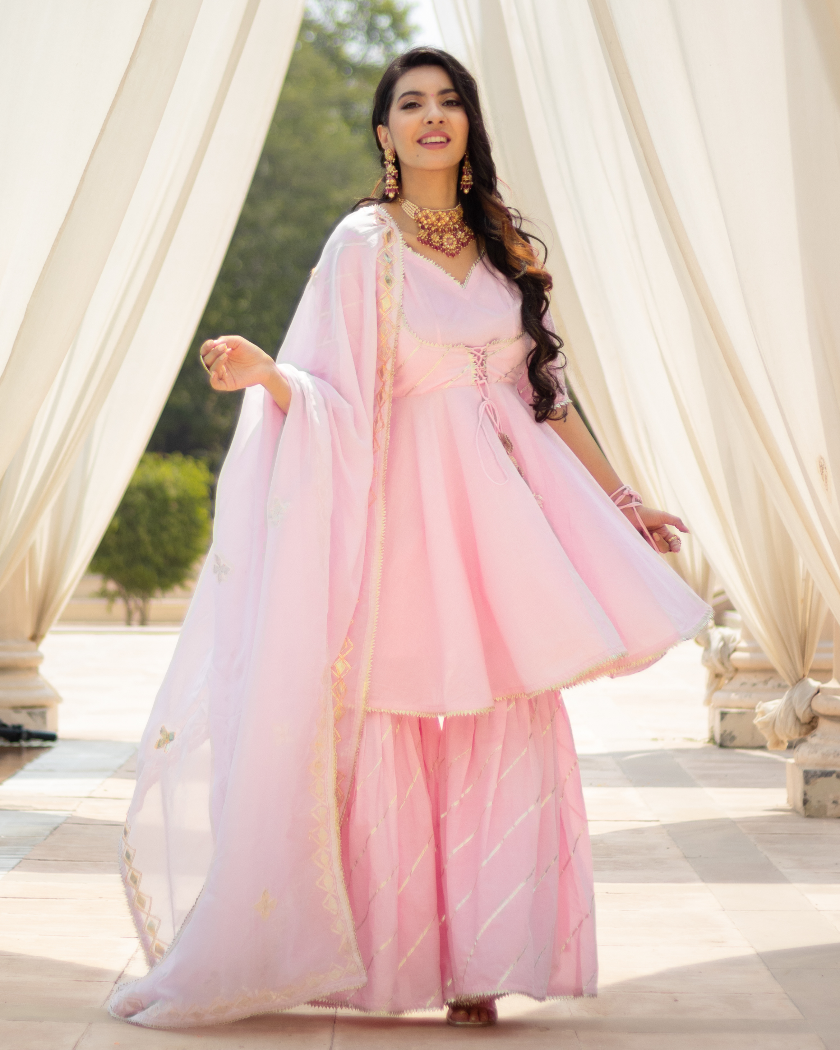 Pink Rhythm Gota Sharara Set