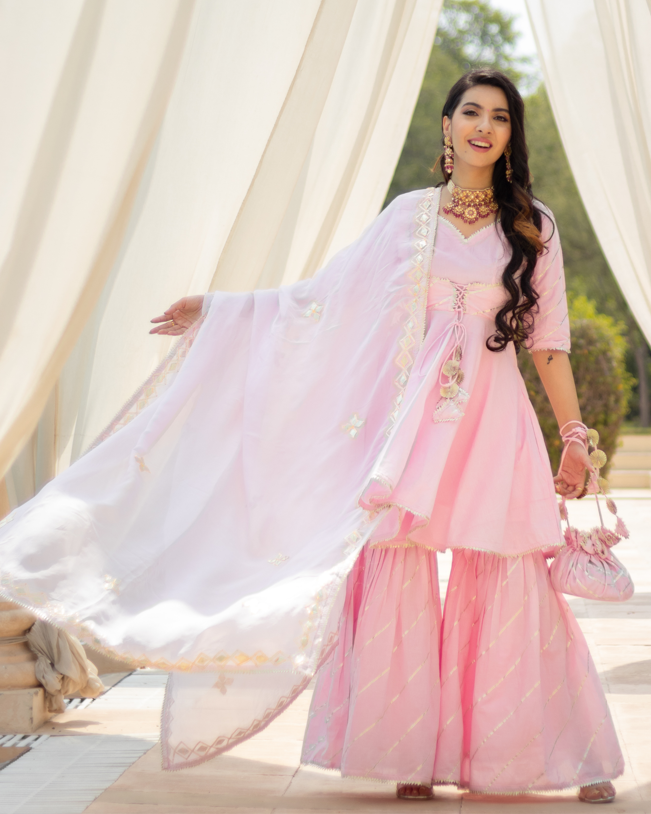 Pink Rhythm Gota Sharara Set