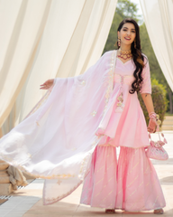 Pink Rhythm Gota Sharara Set