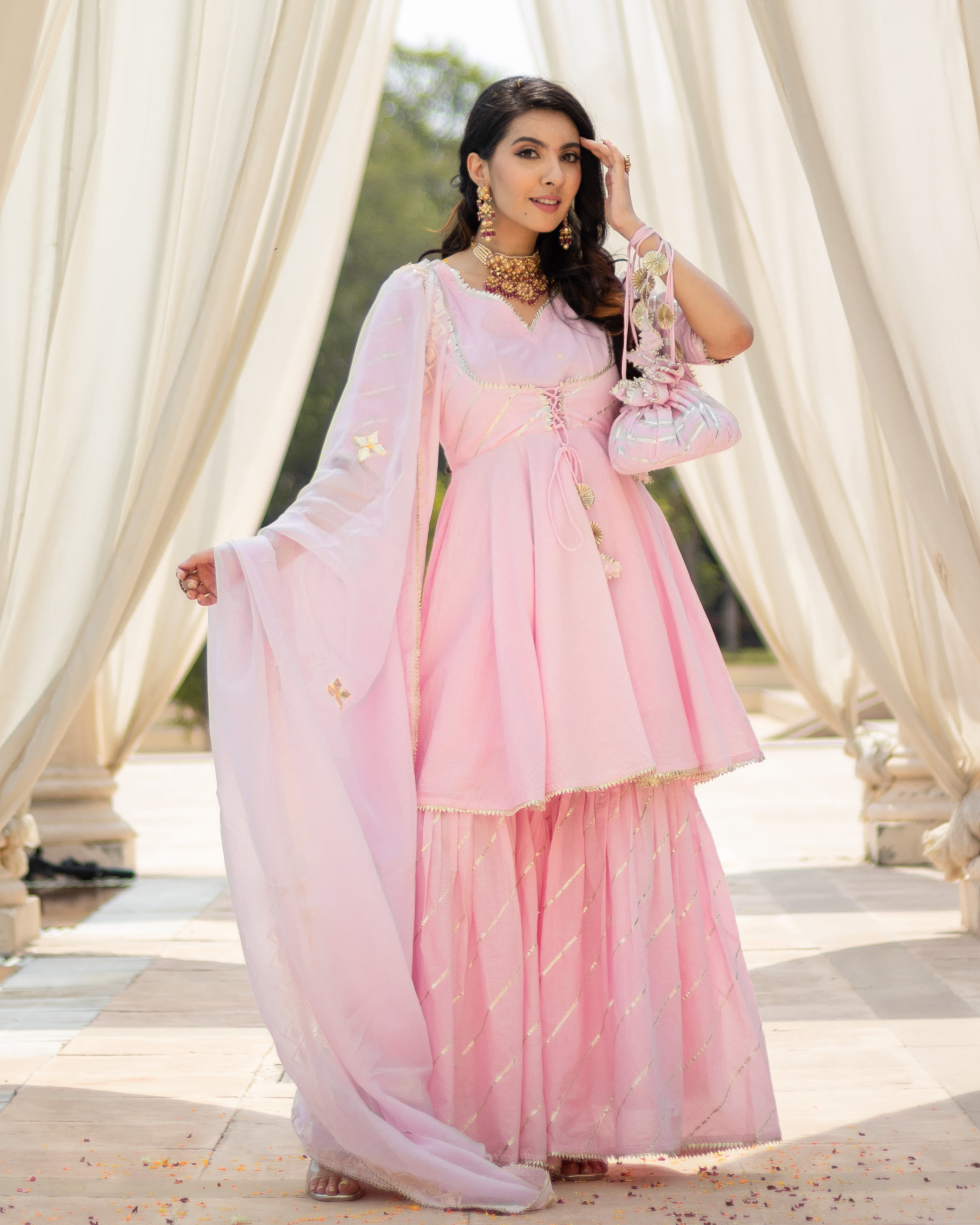 Pink Rhythm Gota Sharara Set