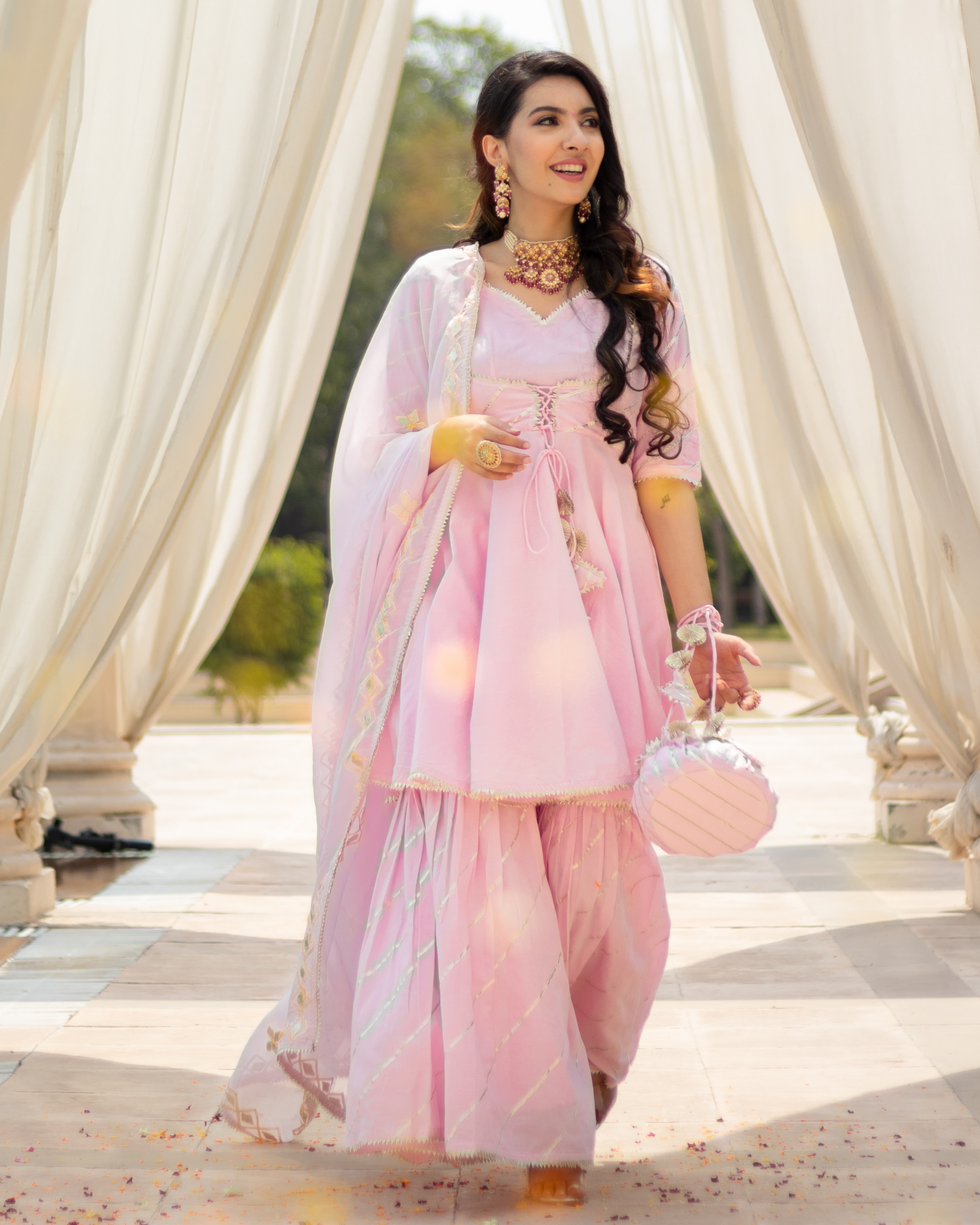 Pink Rhythm Gota Sharara Set