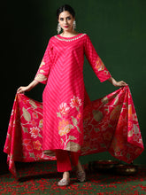 Floral Embroidered A-Line Pure Cotton Kurta & Trousers Sets