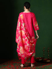 Floral Embroidered A-Line Pure Cotton Kurta & Trousers Sets