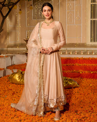 Padma Beige Solid Chanderi Suit Set