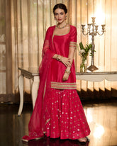 Nandika Pink Solid Chanderi Sharara Set