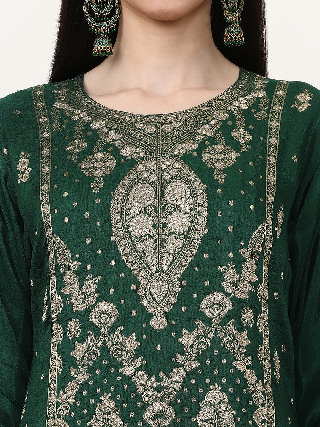 Embroidered Cotton Blend Floral Kurta Sets With Dupatta