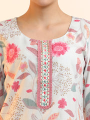 Embroidered Linen Floral Kurta Sets With Dupatta