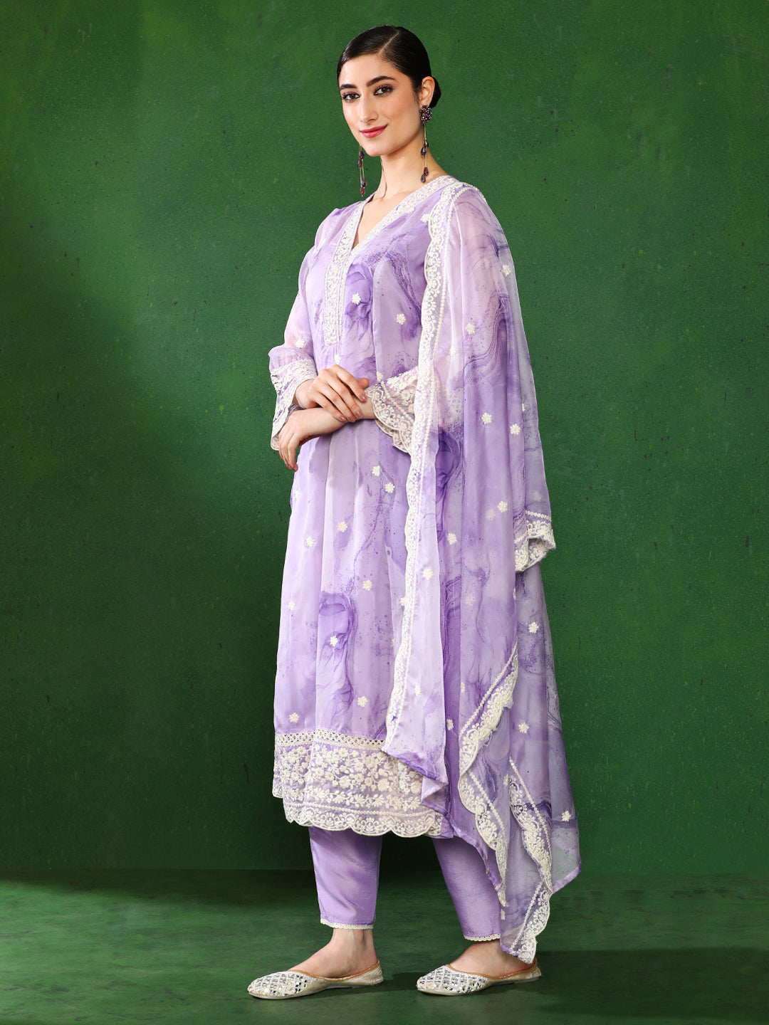 Floral Embroidered A-Line Kurta & Trousers Sets