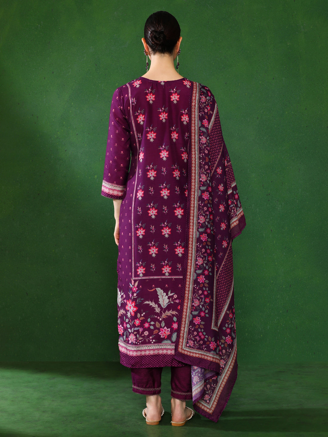 Floral Embroidered A-Line Kurta & Trousers Sets