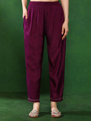 Floral Embroidered A-Line Kurta & Trousers Sets