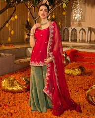 Vesna Pink Solid Chanderi Sharara Set