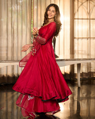 Vibha Magenta Solid Chanderi Suit Set