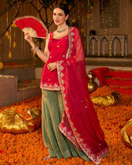 Vesna Pink Solid Chanderi Sharara Set