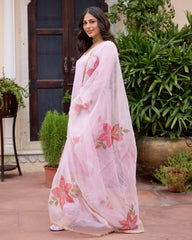 Parijat Lilac Handpainted Chanderi Suit Set