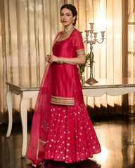 Nandika Pink Solid Chanderi Sharara Set