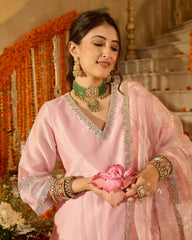 Archita Light Pink Solid Chanderi Suit Set