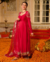 Jyoti Pink Solid Chanderi Suit Set
