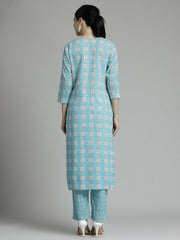 Floral Printed Pure Cotton Kurta Set With Dupatta