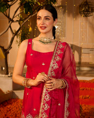 Vesna Pink Solid Chanderi Sharara Set