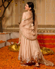Padma Beige Solid Chanderi Suit Set