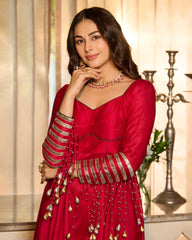 Vibha Magenta Solid Chanderi Suit Set