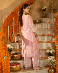 Archita Light Pink Solid Chanderi Suit Set