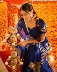 Keerti Blue Solid Satin Sharara Set