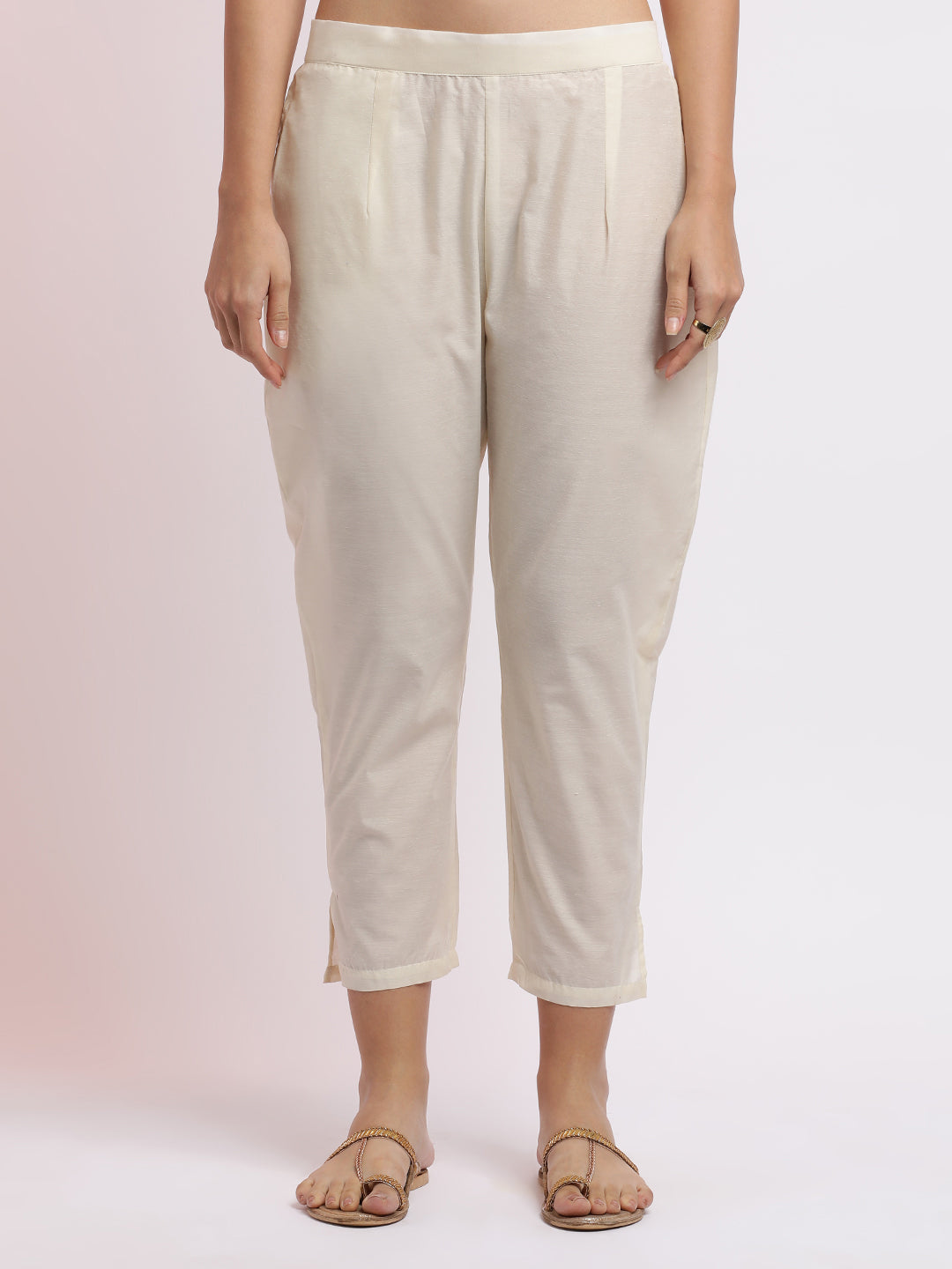 Off White Embroidered Chanderi Cotton Kurta Set With Dupatta