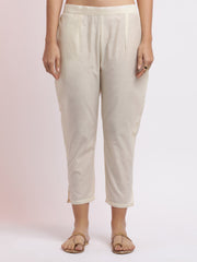 Off White Embroidered Chanderi Cotton Kurta Set With Dupatta