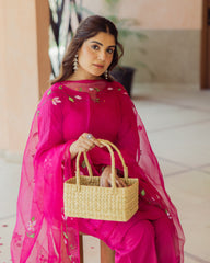 Chroma Charm Purple Handprinted Cotton Suit Set