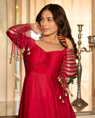 Vibha Magenta Solid Chanderi Suit Set