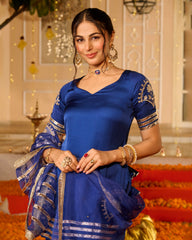 Keerti Blue Solid Satin Sharara Set