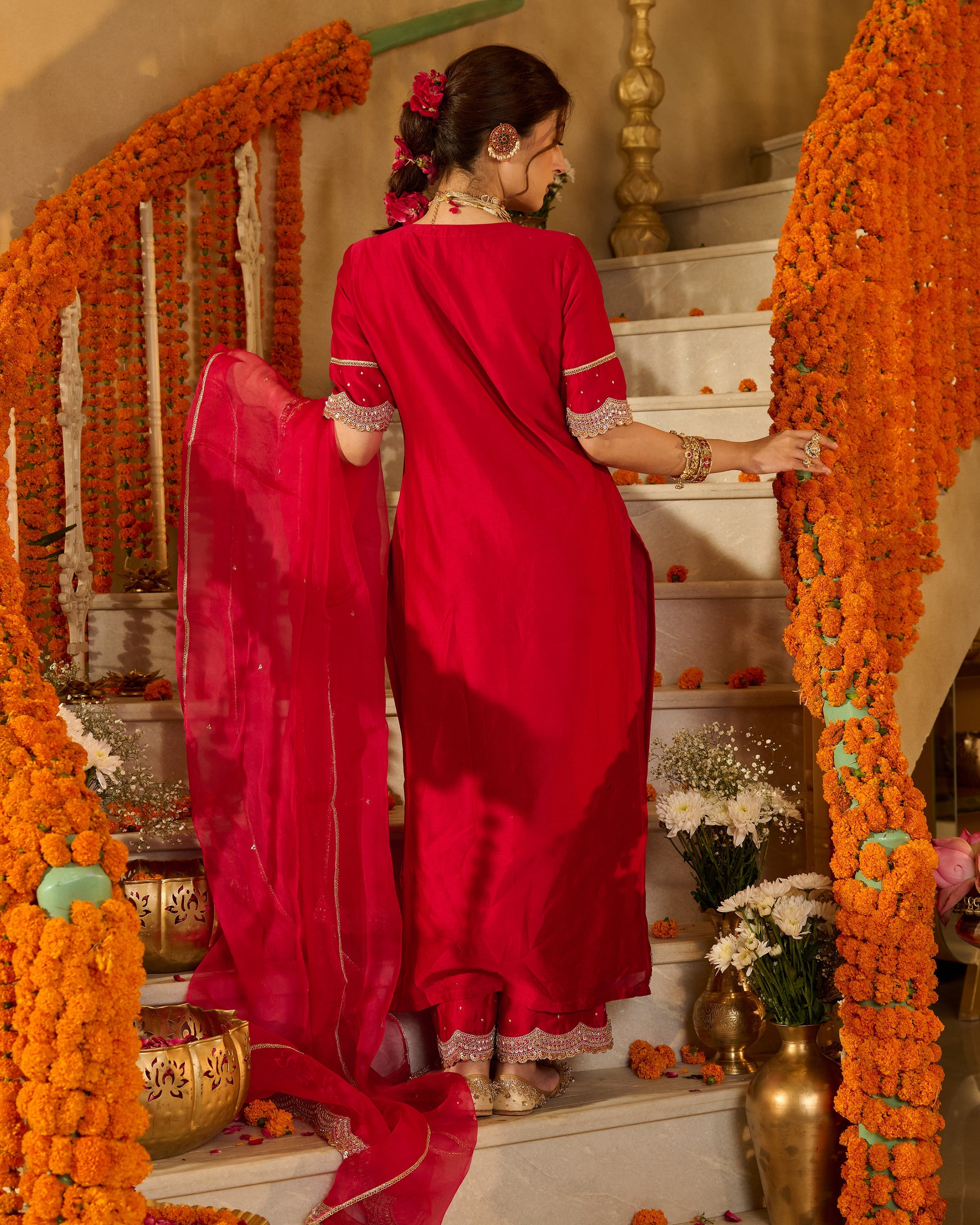 Tarini Magenta Solid Chanderi Suit Set