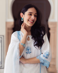 Vista White Embroidered Doria Suit Set