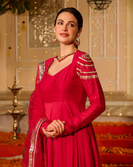 Jyoti Pink Solid Chanderi Suit Set