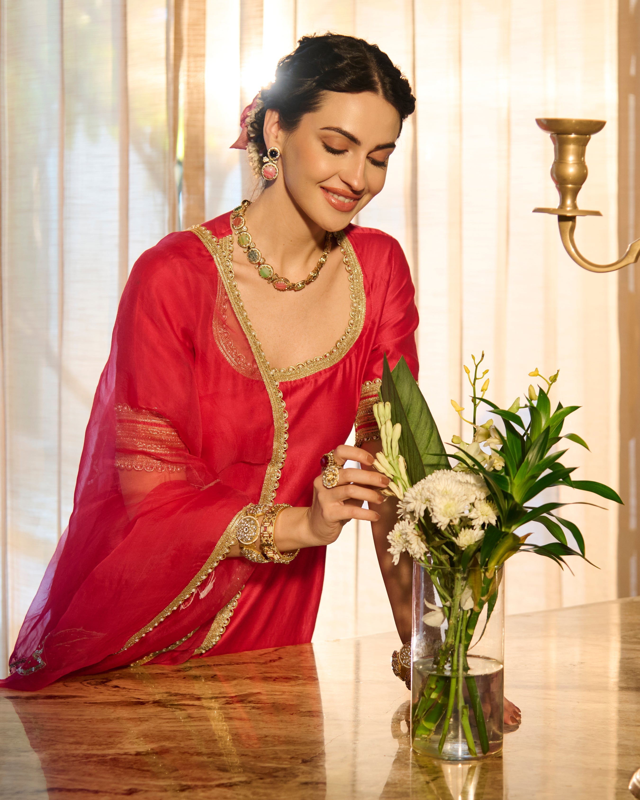 Nandika Pink Solid Chanderi Sharara Set