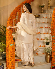 Devi Off White Solid Chanderi Farsi Salwar Set