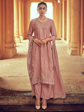 Mauve Color Straight Zardozi Embroided Kurta With Pants And Chinon Embroidered Dupatta