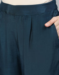 Teal Embroidered Straight Kurta With Palazzo And Dupatta