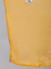 Mustard Flared Cotton Short Kurta With Sharara And Dupatta