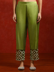 Solid Embroidered Straight Kurta & Trousers Sets