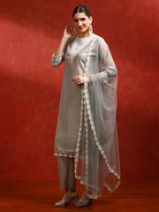 Floral Embroidered Straight Kurta & Trousers Sets
