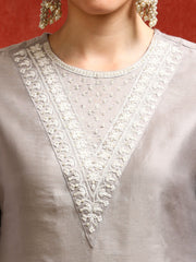 Floral Embroidered Straight Kurta & Trousers Sets