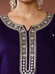 Floral Embroidered Chanderi Cotton Kurta & Trousers Sets