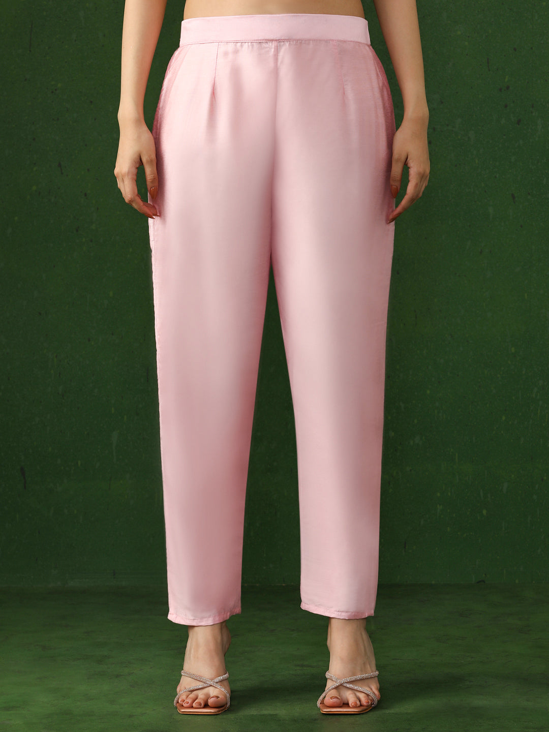 Floral Printed Straight Silk Crepe Kurta & Trousers Sets