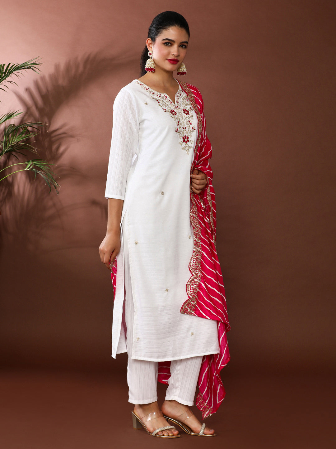 Floral Embroidered Kurta & Trousers Sets