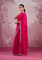 Rani Pink Mirrorwork Georgette Saree