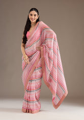 Rani Pink Sequins Tissue Saree