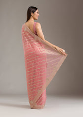 Pink Zariwork Art Silk Saree